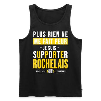 Rugby La Rochelle cadeau supporter Rochelais - Débardeur bio Premium Homme - noir - Devant - Michal (187cm)