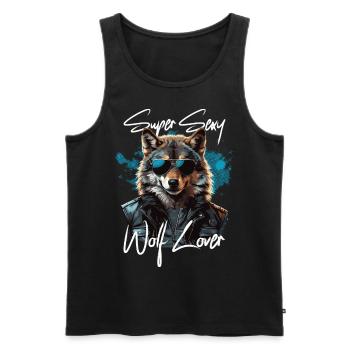 Wolf Wölfe Wolfsmotiv Lustiger Cooler Spruch - Männer Premium Bio Tank Top - Schwarz - Vorne - AI Model Male 178 light (178cm)