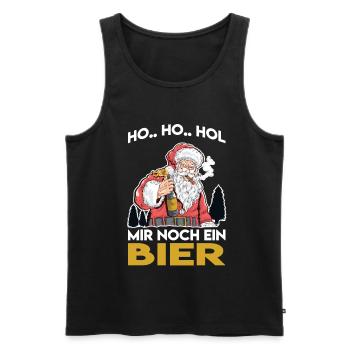 Weihnachtsspruch Ho Ho Hol mir mal ein Bier Santa - Männer Premium Bio Tank Top - Schwarz - Vorne - Michal (187cm)