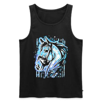 Blue Horse - Cheval Tête Dessin Chevaux Peinture - Débardeur bio Premium Homme - noir - Devant - Michal (187cm)