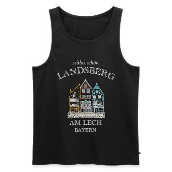 Landsberg am Lech, bunte Häuserzeile, Bayern - Männer Premium Bio Tank Top - Schwarz - Vorne - Michal (187cm)