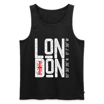 London Flag Distressed Typo - Men's Premium Organic Tank Top - black - Front - Michal (187cm)