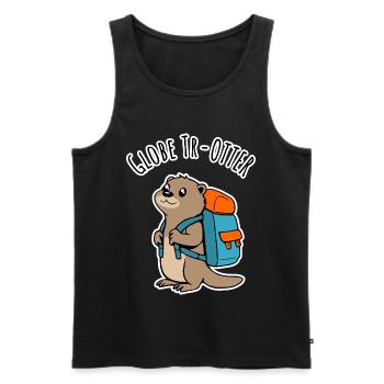 Ein Backpacker Otter auf Reisen ein Globe Tr-Otter - Männer Premium Bio Tank Top - Schwarz - Vorne - Michal (187cm)