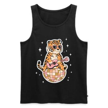 Tiger Disco Ball Groovy Retro Costume des années 80 - Débardeur bio Premium Homme - noir - Devant - Michal (187cm)