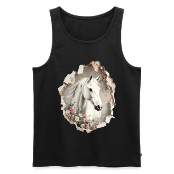 Pferd Blumen - Männer Premium Bio Tank Top - Schwarz - Vorne - AI Model Male 178 light (178cm)