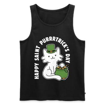 Frohen St. Purrrtrick's Day - Männer Premium Bio Tank Top - Schwarz - Vorne - Michal (187cm)