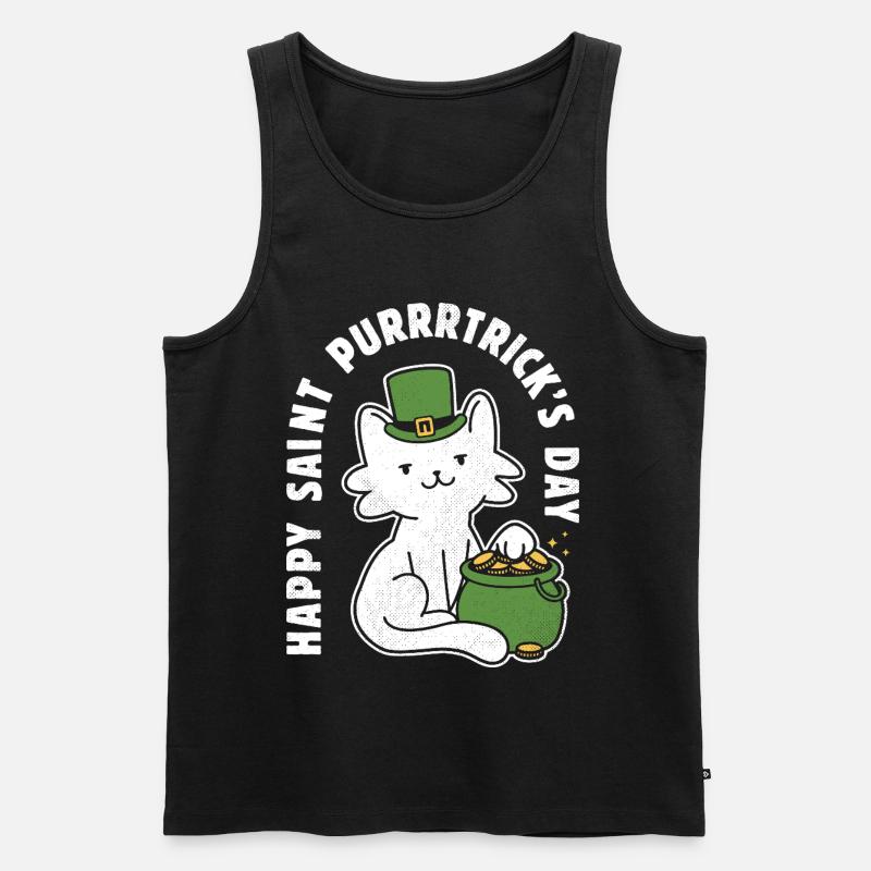 Frohen St. Purrrtrick's Day - Männer Premium Bio Tank Top - Schwarz