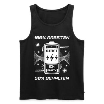 100 % Arbeiten 50 % Behalten - Männer Premium Bio Tank Top - Schwarz - Vorne - AI Model Male 178 light (178cm)