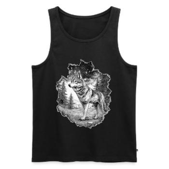 Wolf - Männer Premium Bio Tank Top - Schwarz - Vorne - AI Model Male 178 light (178cm)