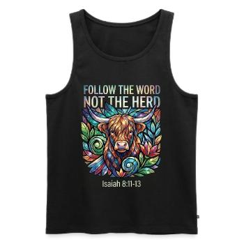 Follow The Word Not The Herd Christian - Men's Premium Organic Tank Top - black - Front - Michal (187cm)