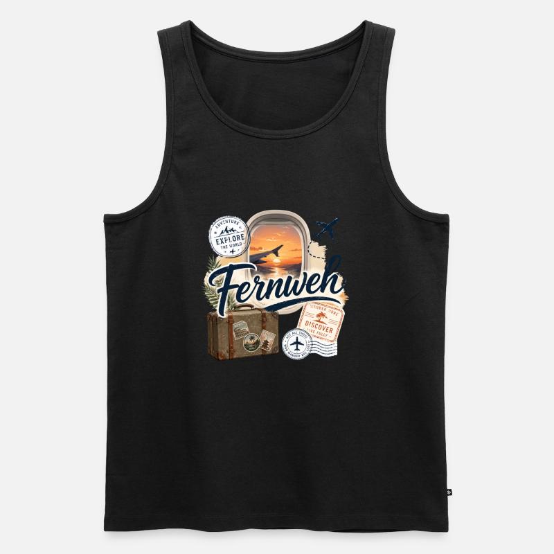 Fernweh - Reise - Abenteuer - Männer Premium Bio Tank Top - Schwarz