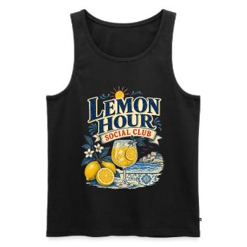 Citrus Hour Social Club Summer Beach Outfit - Men's Premium Organic Tank Top - black - Front - Michal (187cm)