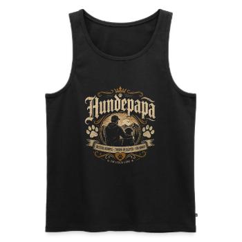Hundepapa Vintage Blackletter - Männer Premium Bio Tank Top - Schwarz - Vorne - Michal (187cm)