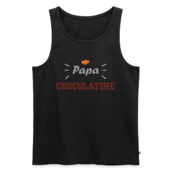 Papa chocolatine viennoiserie - Débardeur bio Premium Homme - noir - Devant - AI Model Male 178 light (178cm)