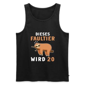 Lustiger Faultier 20 Geburtstag 20 Jahre Spruch - Männer Premium Bio Tank Top - Schwarz - Vorne - Michal (187cm)