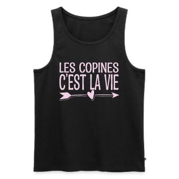 Les copines c'est la vie. Cadeau copine. - Débardeur bio Premium Homme - noir - Devant - AI Model Male 178 light (178cm)