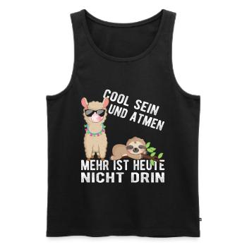 Cool Atmen Faultier Lama Baby Geschenkidee Fun - Männer Premium Bio Tank Top - Schwarz - Vorne - Michal (187cm)