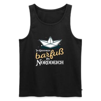 In Gedanken barfuß in Norddeich Nordsee Küste - Männer Premium Bio Tank Top - Schwarz - Vorne - Michal (187cm)
