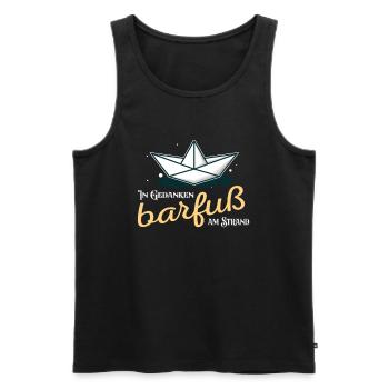 In Gedanken barfuß am Strand Nordsee Küste - Männer Premium Bio Tank Top - Schwarz - Vorne - Michal (187cm)