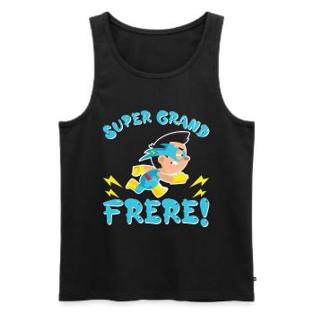 Super Grand Frère - Cadeau Annonce Grossesse - Débardeur bio Premium Homme - noir - Devant - Michal (187cm)