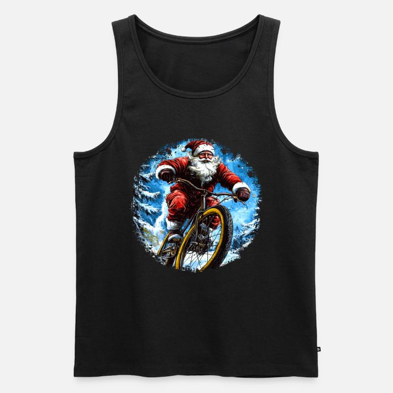 Weihnachtsmann Mountainbiker - Männer Premium Bio Tank Top - Schwarz
