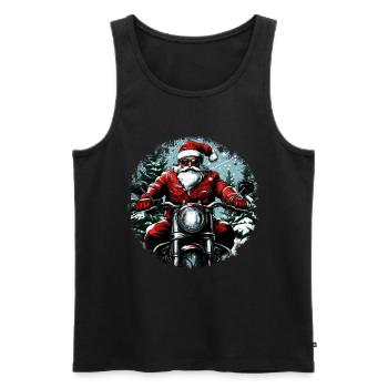 Motard Noël / Père Noël Motorr - Débardeur bio Premium Homme - noir - Devant - Michal (187cm)