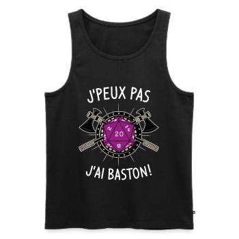 J'peux pas j'ai baston ! - Débardeur bio Premium Homme - noir - Devant - Michal (187cm)