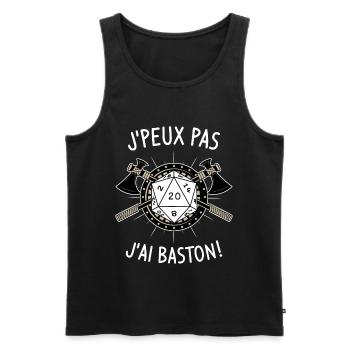J'peux pas j'ai baston ! - Débardeur bio Premium Homme - noir - Devant - Michal (187cm)
