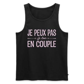je peux pas je suis en couple. cadeau couple. - Débardeur bio Premium Homme - noir - Devant - Michal (187cm)