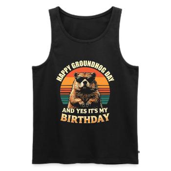 Happy Groundhog Day Cool Groundhog with Sunglasses - Men's Premium Organic Tank Top - black - Front - AI Model Male 178 light (178cm)