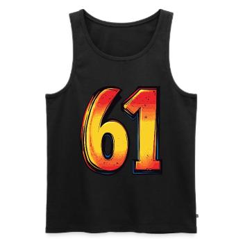 61 Zahl Bunt - Männer Premium Bio Tank Top - Schwarz - Vorne - Michal (187cm)