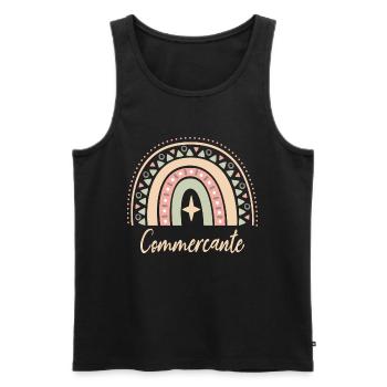 Cadeau Commerçante. Boho Rainbow commerçante. - Débardeur bio Premium Homme - noir - Devant - Michal (187cm)