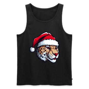 Tête de guépard Noël Noël - Débardeur bio Premium Homme - noir - Devant - Michal (187cm)