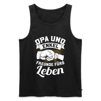 Opa und Enkel - Freunde fürs Leben - Männer Premium Bio Tank Top - Schwarz - Vorne - Michal (187cm)