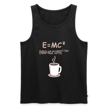E=MC² Energie = Lait café 2 tasses - Débardeur bio Premium Homme - noir - Devant - AI Model Male 178 light (178cm)