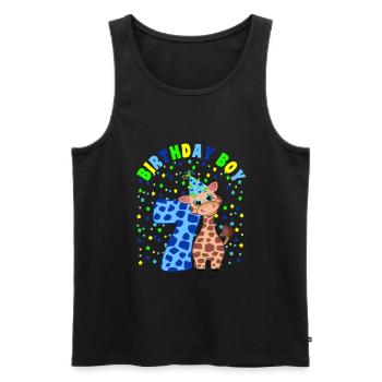 Children's Birthday Boy 7 years old Giraffe - Men's Premium Organic Tank Top - black - Front - Michal (187cm)