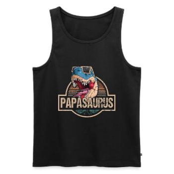 Papasaurus Rex Retro Dinosaurier Papa Rex Vatertag - Männer Premium Bio Tank Top - Schwarz - Vorne - Michal (187cm)