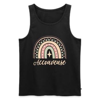 Cadeau Accouveuse. Boho Rainbow accouveuse. - Débardeur bio Premium Homme - noir - Devant - Michal (187cm)
