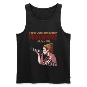 taking photos - Men's Premium Organic Tank Top - black - Front - AI Model Male 178 light (178cm)
