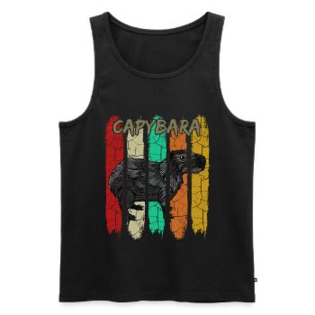 Capybara - Männer Premium Bio Tank Top - Schwarz - Vorne - AI Model Male 178 light (178cm)