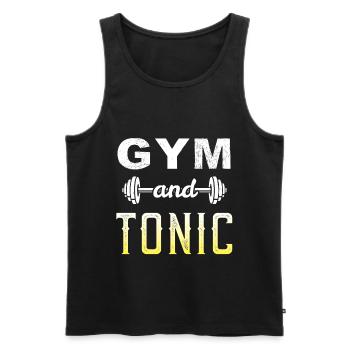 Gym et Tonic Workout Drink Exercice Santé Santé - Débardeur bio Premium Homme - noir - Devant - AI Model Male 178 light (178cm)