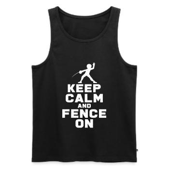 Keep Calm And Fence On | Fechten Duell Geschenk - Männer Premium Bio Tank Top - Schwarz - Vorne - Michal (187cm)