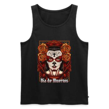 Jour des morts - Débardeur bio Premium Homme - noir - Devant - AI Model Male 178 light (178cm)