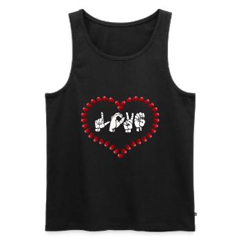Amour ASL langue des signes américaine. Silhouette de coeur - Débardeur bio Premium Homme - noir - Devant - AI Model Male 178 light (178cm)