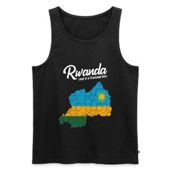 Ruanda - Männer Premium Bio Tank Top - Schwarz - Vorne - AI Model Male 178 light (178cm)