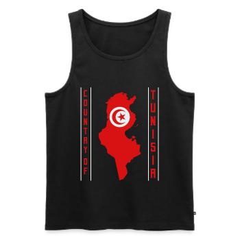 Tunisie - Débardeur bio Premium Homme - noir - Devant - AI Model Male 178 light (178cm)
