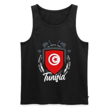 Tunisie - Débardeur bio Premium Homme - noir - Devant - AI Model Male 178 light (178cm)
