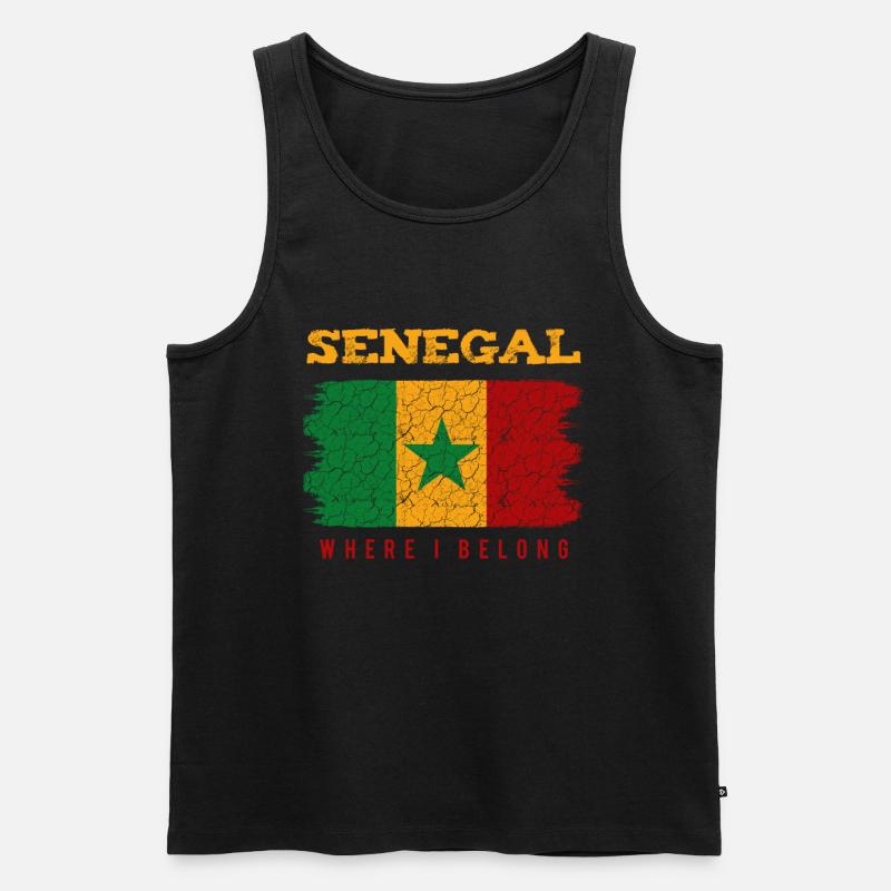 Senegal - Männer Premium Bio Tank Top - Schwarz