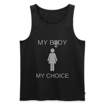 Mon corps mon choix femme symbole du féminisme - Débardeur bio Premium Homme - noir - Devant - AI Model Male 178 light (178cm)