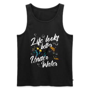 Cool Diver Saying Diving Statement Gift Idea - Men's Premium Organic Tank Top - black - Front - AI Model Male 178 light (178cm)